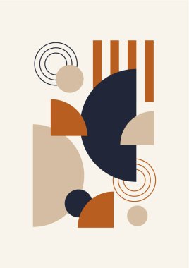 Boho modern minimalist soyut çizgi çizimi geometrik şekilli