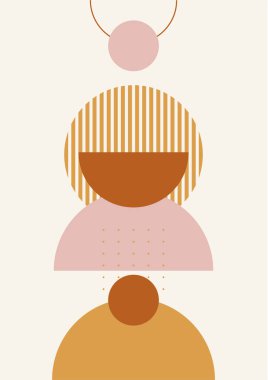 Boho modern minimalist soyut çizgi çizimi geometrik şekilli