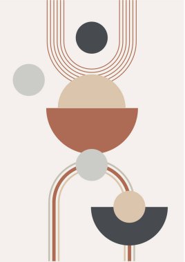 Boho modern minimalist soyut çizgi çizimi geometrik şekilli