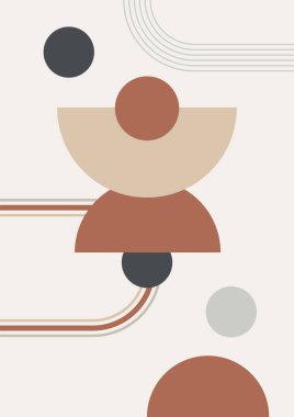 Boho modern minimalist soyut çizgi çizimi geometrik şekilli