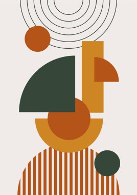 Boho modern minimalist soyut çizgi çizimi geometrik şekilli