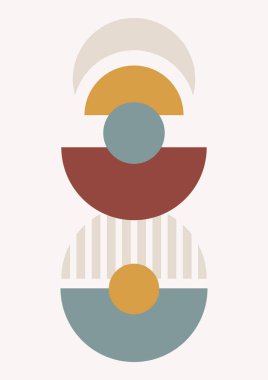 Boho modern minimalist soyut çizgi çizimi geometrik şekilli