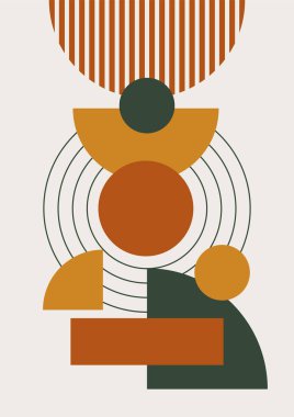 Boho modern minimalist soyut çizgi çizimi geometrik şekilli