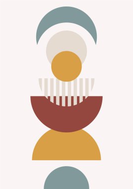 Boho modern minimalist soyut çizgi çizimi geometrik şekilli