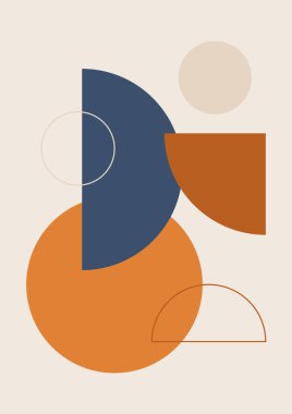 Boho modern minimalist soyut çizgi çizimi geometrik şekilli