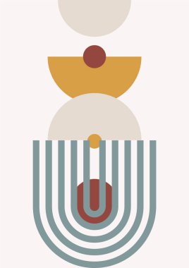 Boho modern minimalist soyut çizgi çizimi geometrik şekilli