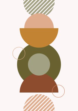 Boho modern minimalist soyut çizgi çizimi geometrik şekilli