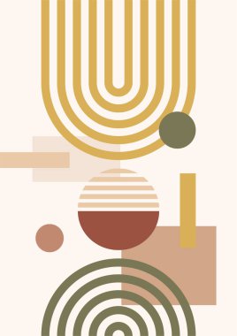 Boho modern minimalist soyut çizgi çizimi geometrik şekilli