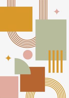 Boho modern minimalist soyut çizgi çizimi geometrik şekilli