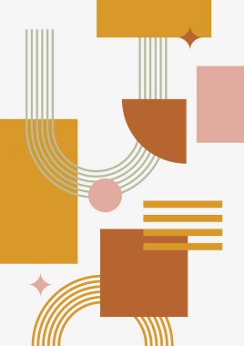 Boho modern minimalist soyut çizgi çizimi geometrik şekilli