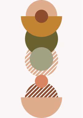 Boho modern minimalist soyut çizgi çizimi geometrik şekilli