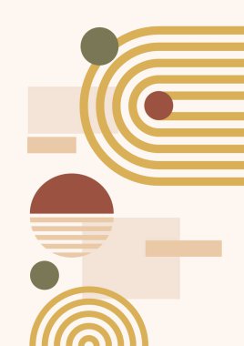 Boho modern minimalist soyut çizgi çizimi geometrik şekilli