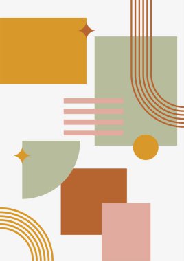 Boho modern minimalist soyut çizgi çizimi geometrik şekilli