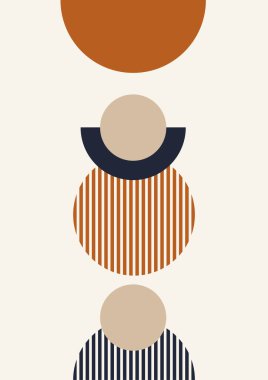 Boho modern minimalist soyut çizgi çizimi geometrik şekilli