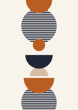 Boho modern minimalist soyut çizgi çizimi geometrik şekilli