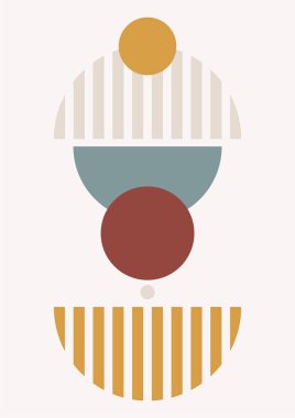 Boho modern minimalist soyut çizgi çizimi geometrik şekilli