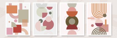 Abstract modern background. Backgrounds with geometric balancing shapes. Boho wall decor. Modern geometric compositions and forms. Posters with abstract shapes, vector