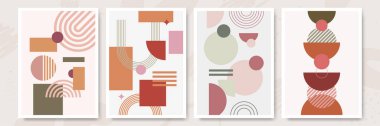 Abstract modern background. Backgrounds with geometric balancing shapes. Boho wall decor. Modern geometric compositions and forms. Posters with abstract shapes, vector