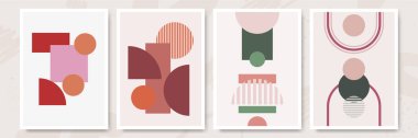 Abstract modern background. Backgrounds with geometric balancing shapes. Boho wall decor. Modern geometric compositions and forms. Posters with abstract shapes, vector