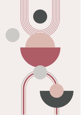 Abstract modern background. Backgrounds with geometric balancing shapes. Boho wall decor. Modern geometric compositions and forms. Posters with abstract shapes, vector