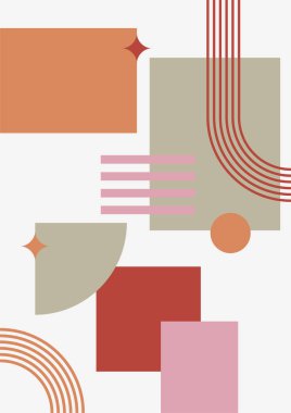 Abstract modern background. Backgrounds with geometric balancing shapes. Boho wall decor. Modern geometric compositions and forms. Posters with abstract shapes, vector
