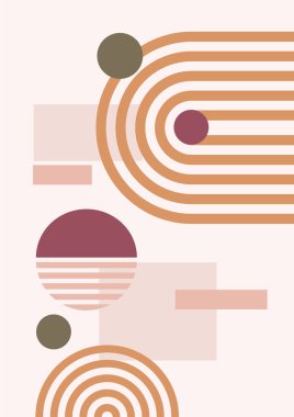 Abstract modern background. Backgrounds with geometric balancing shapes. Boho wall decor. Modern geometric compositions and forms. Posters with abstract shapes, vector