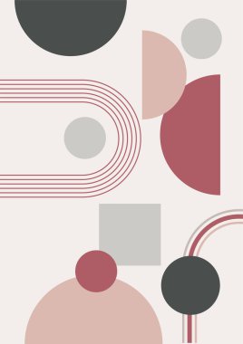 Abstract modern background. Backgrounds with geometric balancing shapes. Boho wall decor. Modern geometric compositions and forms. Posters with abstract shapes, vector