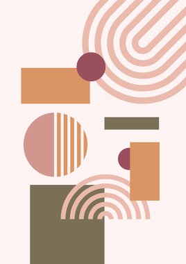 Abstract modern background. Backgrounds with geometric balancing shapes. Boho wall decor. Modern geometric compositions and forms. Posters with abstract shapes, vector