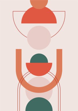 Abstract modern background. Backgrounds with geometric balancing shapes. Boho wall decor. Modern geometric compositions and forms. Posters with abstract shapes, vector