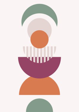 Abstract modern background. Backgrounds with geometric balancing shapes. Boho wall decor. Modern geometric compositions and forms. Posters with abstract shapes, vector