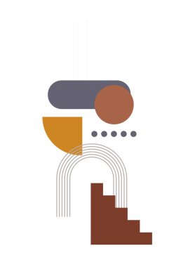 Güneş ay ve manzara ile boho tarzında soyut çağdaş posterler. Ev dekorasyonu, duvar dekorasyonu ya da kapaklar için asgari altyapı. Vektör illüstrasyonu