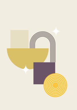 Soyut şekilli Modern Sanatlar koleksiyonu, hayvanlar, bitkiler. Estetik Modern Sanat, Boho Dekor, Minimalist Sanat. Düzenlenebilir Vektör çağdaş poster illüstrasyonu.