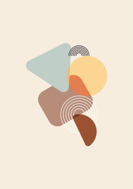 Soyut şekilli Modern Sanatlar koleksiyonu, hayvanlar, bitkiler. Estetik Modern Sanat, Boho Dekor, Minimalist Sanat. Düzenlenebilir Vektör çağdaş poster illüstrasyonu.