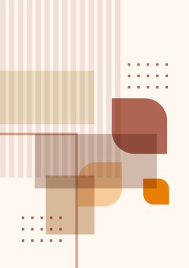 Soyut geometrik, doğal şekiller. Yüzyılın ortalarında yapılmış bir poster. Modern illüstrasyon: minimalist baskı, poster, boho duvar dekoru, düz tasarım Vector minimal sanat