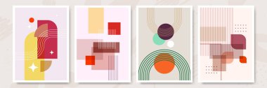 Modern minimalist soyut estetik çizimler. Bohem tarzı duvar dekoru. Çağdaş sanatsal posterlerin koleksiyonu.