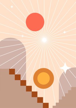 Modern minimalist soyut estetik çizimler. Bohem tarzı duvar dekoru. Çağdaş sanatsal posterlerin koleksiyonu.