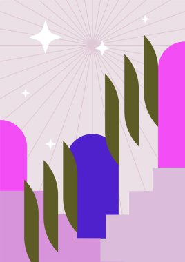 Modern minimalist soyut estetik çizimler. Bohem tarzı duvar dekoru. Çağdaş sanatsal posterlerin koleksiyonu.