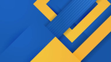 Mavi arkaplan ve soyut olarak turuncu ve sarı kompozisyon. Sancaklar için, bayrak şablonu. Vektör soyut grafik tasarım sancak deseni sunum arkaplan şablonu.