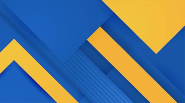 Mavi ve sarı üçgen çizgiler ve dalgalar soyut arkaplan vektör tasarımı modern ve gelecekçi kurumsal konsept ile