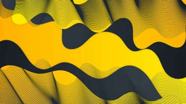 Siyah ve sarı örtüşüyor. Koyu metal desenli doku. Modern çakışan boyut vektör tasarımı.