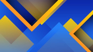 Sarı ve mavi, geometrik şekilli soyut geniş pankart. Koyu mavi ve sarı soyut arkaplan. Vektör illüstrasyonu