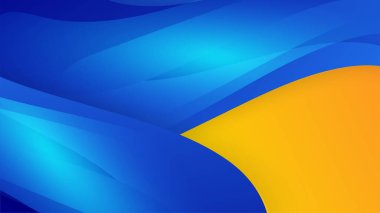 Sarı ve mavi, geometrik şekilli soyut geniş pankart. Koyu mavi ve sarı soyut arkaplan. Vektör illüstrasyonu