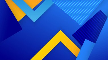 Soyut arkaplan modern kağıt kesim grafiği. Vektör soyut arkaplan tasarımı, parlak poster, afiş sarısı, mavi, gri arkaplan vektörü illüstrasyonu.