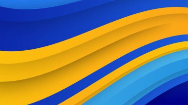 Mavi ve sarı kareler soyut geometrik arkaplan tasarımı. Teknoloji vektör arkaplanı