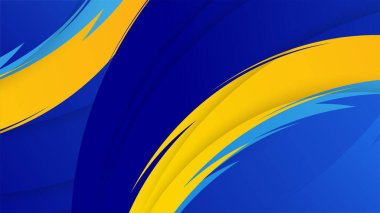 Modern mavi ve sarı bayrak yıldızı yarım ton ve podyum tasarım arka planı. Sunum tasarımı, el ilanı, sosyal medya kapağı, afiş, ulus festivali afişi için modaya uygun renge sahip soyut arkaplan