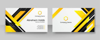 Profesyonel şirket ve minimalist tasarım şablonlu modern siyah ve turuncu sarı kartvizit.