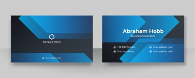 Modern mavi ve siyah kartvizit tasarımı ve profesyonel kurumsal konsept