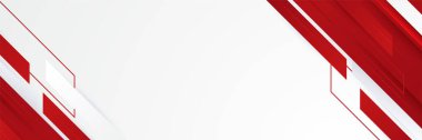 Kırmızı ve beyaz soyut geniş afiş arkaplanı. Şirket konsepti kırmızı gri ve beyaz kontrastlı arka plan. Vektör grafik tasarımı illüstrasyonu