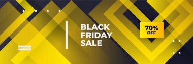 Kara Cuma indirimi için tasarım şablonu. Kara Cuma tasarım şablonu. Vektör çizimi. Kara Cuma indirimli mesaj alanı olan sarı pankart