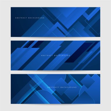 Soyut mavi geometrik pankart tasarımı arka plan